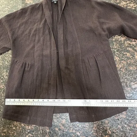 Eileen Fisher Open Cardigan Sweater Brown Linen Blend Womens Small‎ Petite PS - Picture 15 of 16
